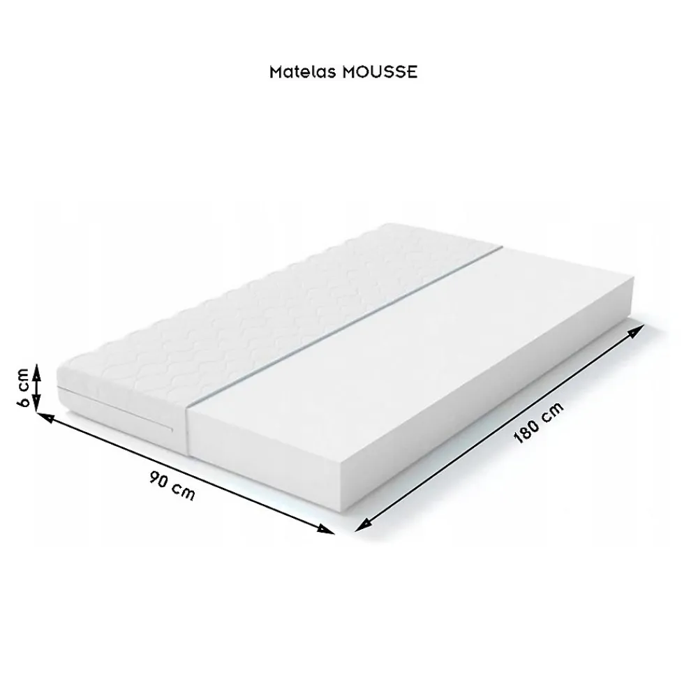 Monmobilierdesign Lit enfant 180X90 Blanc Motif éléphant + matelas mousse avec tiroir* Lit Coffre
