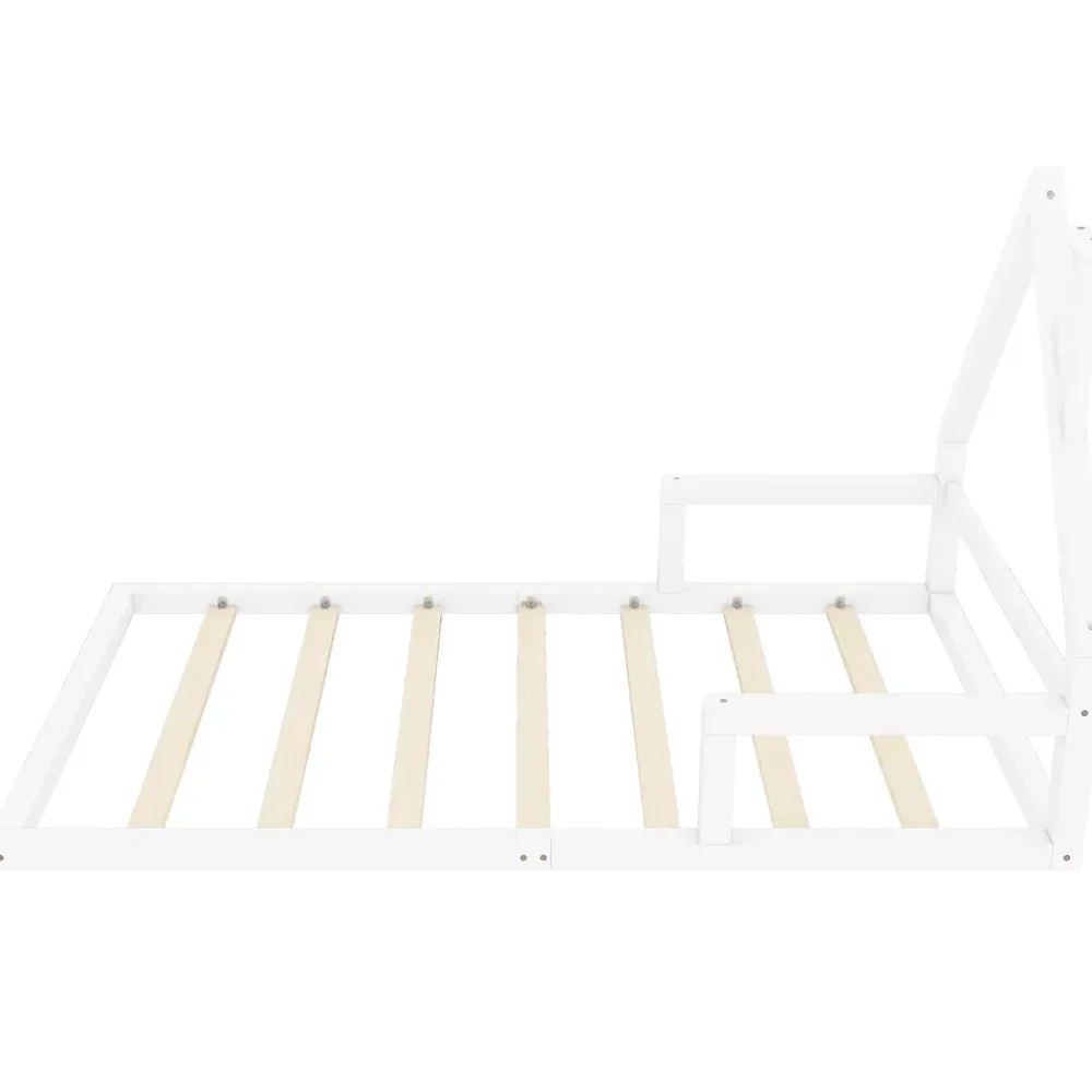Okwish Lit enfant 90x200 cm - Lit Simple en Pin Massif et MDF, Structure Solide avec 7 Lattes, Sans Matelas, Blanche*Enfant Lit Enfant