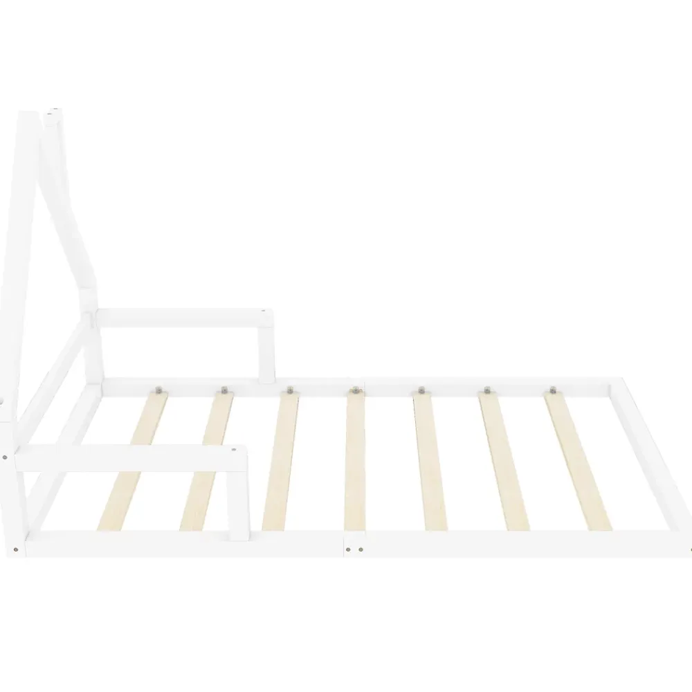 Okwish Lit enfant 90x200 cm - Lit Simple en Pin Massif et MDF, Structure Solide avec 7 Lattes, Sans Matelas, Blanche*Enfant Lit Enfant