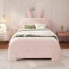 Lit enfant 90x200 cm rembourré laine rose avec tête cartoon lapin et 2 tiroirs de rangement, Pratique et ludique>ProximaX Online
