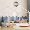 Lit enfant 140x200 cm sans matelas, cadre en métal avec tête de lit en forme de maison, confortable, blanc>ProximaX Sale