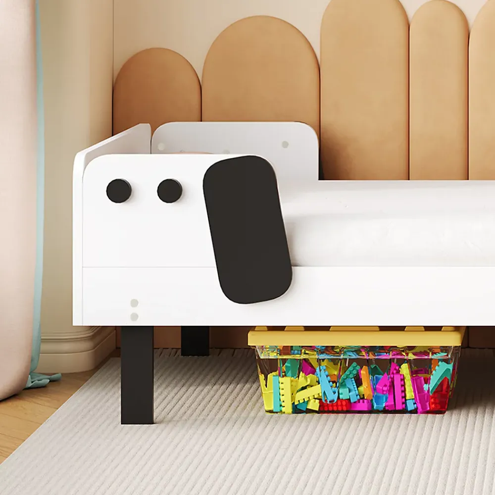 Fortuna lai Lit Enfant 90x200 Cm,joli Cadre De Lit En Forme De Chiot Avec Sommier à Lattes,lattes En Bois,blanc*Enfant Lit Enfant