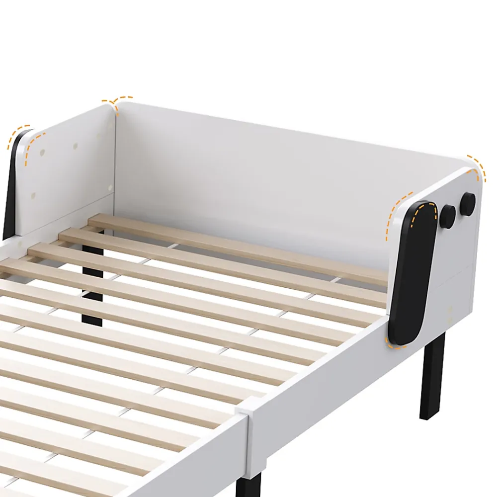 Fortuna lai Lit Enfant 90x200 Cm,joli Cadre De Lit En Forme De Chiot Avec Sommier à Lattes,lattes En Bois,blanc*Enfant Lit Enfant