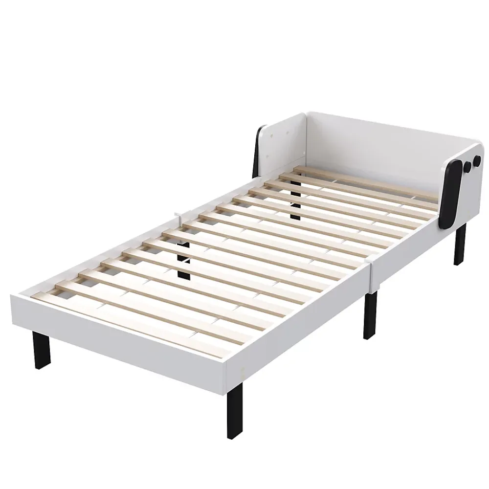Fortuna lai Lit Enfant 90x200 Cm,joli Cadre De Lit En Forme De Chiot Avec Sommier à Lattes,lattes En Bois,blanc*Enfant Lit Enfant
