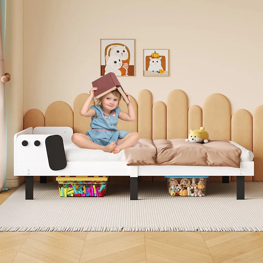 Fortuna lai Lit Enfant 90x200 Cm,joli Cadre De Lit En Forme De Chiot Avec Sommier à Lattes,lattes En Bois,blanc*Enfant Lit Enfant