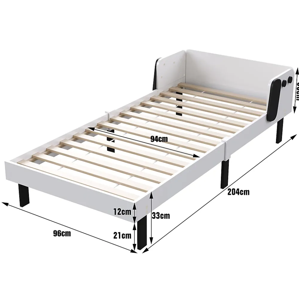 Fortuna lai Lit Enfant 90x200 Cm,joli Cadre De Lit En Forme De Chiot Avec Sommier à Lattes,lattes En Bois,blanc*Enfant Lit Enfant