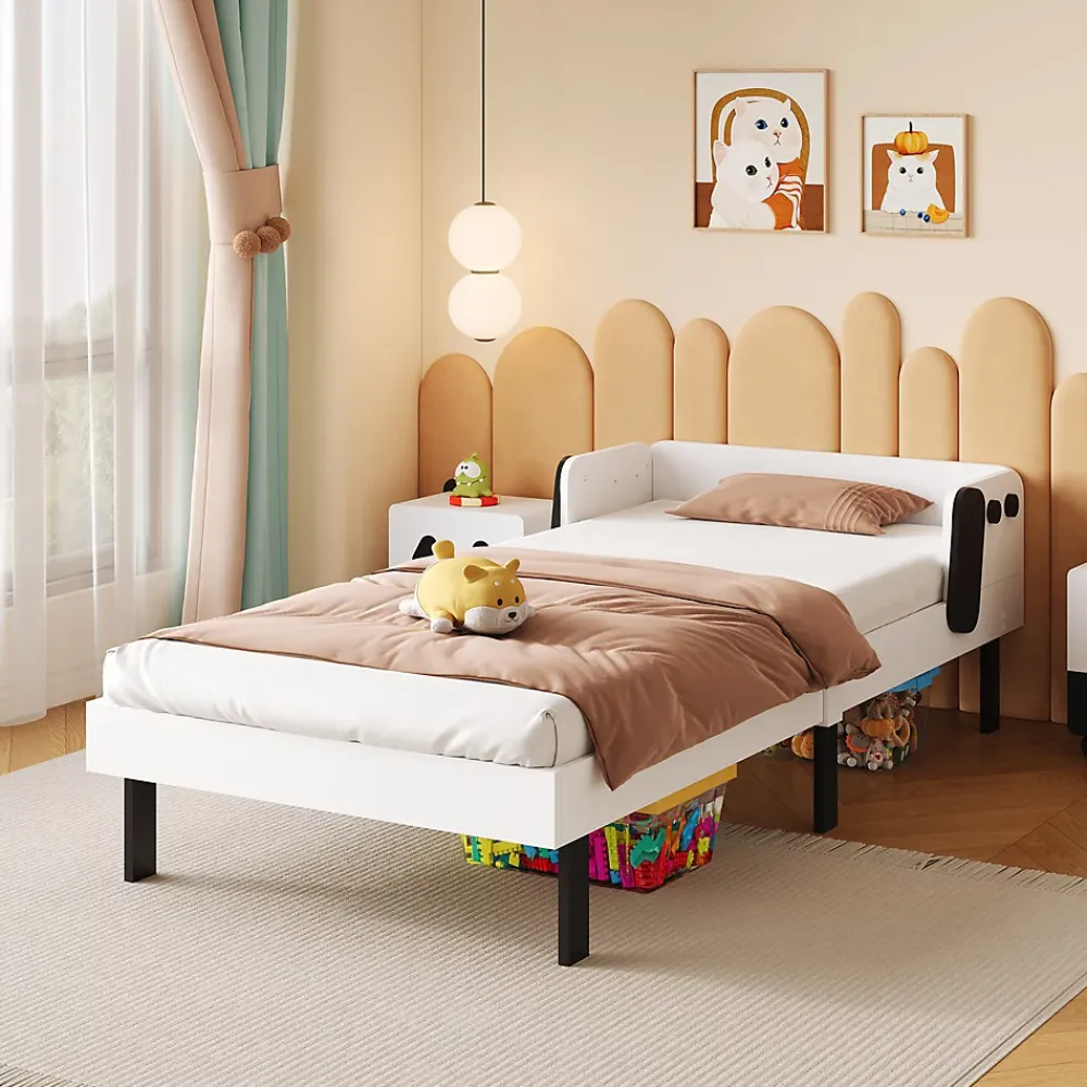 Fortuna lai Lit Enfant 90x200 Cm,joli Cadre De Lit En Forme De Chiot Avec Sommier à Lattes,lattes En Bois,blanc*Enfant Lit Enfant