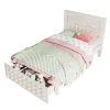 Blackcolors Lit enfant 90x190cm bois massif, rangement tiroirs, blanc, design blocs, sans matelas* Lit Coffre