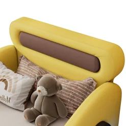 Fortuna lai Lit Enfant 90x200cm, Forme Voiture, Roues Lumineuses, Rangement, Sans Matelas, Jaune*Enfant Lit Enfant