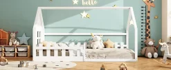 Fortuna lai Lit Enfant 90x200cm, Maison avec Rampe, Blanc*Enfant Lit Enfant