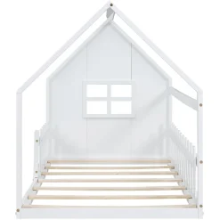 Fortuna lai Lit Enfant 90x200cm, Maison avec Rampe, Blanc*Enfant Lit Enfant