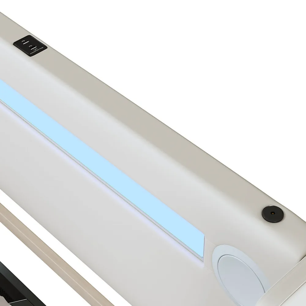 Lit enfant, 90x200cm, PU, LED, USB, Bluetooth, coffre, sommier, beige>Generique Sale
