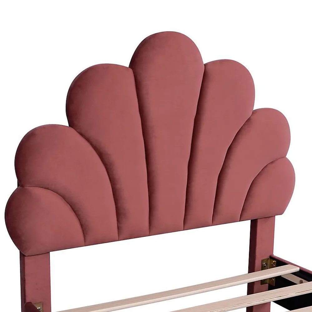 Lit Enfant 90x200cm Tête Fleurs Velours Rouge Haricot>Blackcolors Outlet