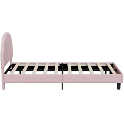 ProximaX Lit enfant/Lit capitonné 90 x 190 cm avec sommier à lattes, tête de lit et dossier réglables, velours, sans matelas, Rose*Enfant Lit Enfant