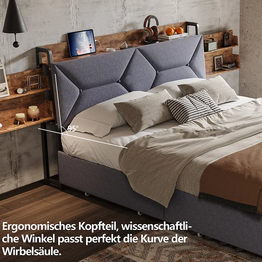 Fortuna lai Lit Ergonomique, 160x200, Avec Rangement* Sommier