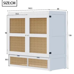 Okwish Lit Escamotable 140x200 cm - Lit Mural Vertical avec 2 Tiroirs de Rangement, Structure Bois de Pin et MDF, Sans Matelas, Blanc* Lit Double