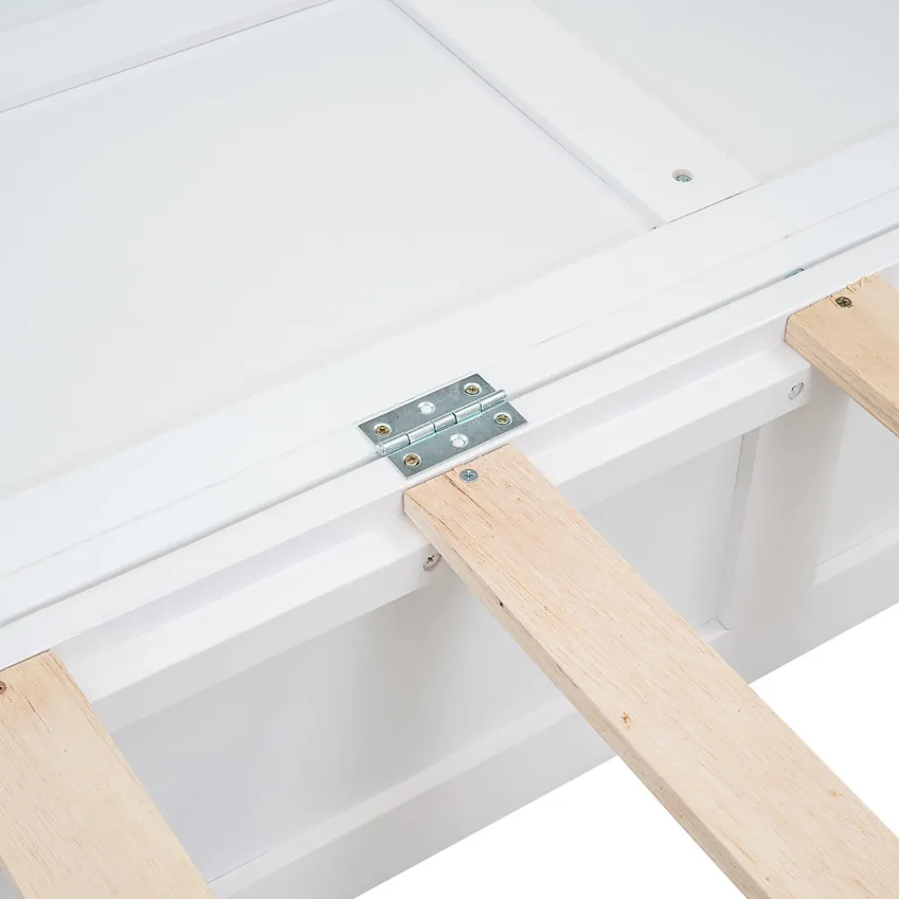 Lit Escamotable 140x200cm, Avec Tiroirs, Petit Étagère, Transformable, Blanc>Fortuna lai Clearance