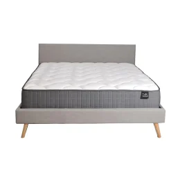 Lit FJORD 140x190 tissu + 1 sommier + 1 matelas CARLTON / Gris Clair>Weber Industries Online