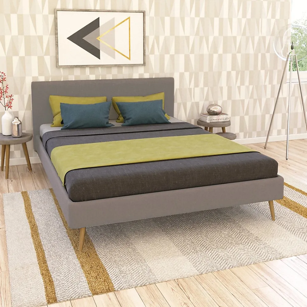 Lit FJORD 140x190 tissu + 1 sommier + 1 matelas CARLTON / Gris Clair>Weber Industries Online