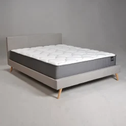 Lit FJORD 140x190 tissu + 1 sommier + 1 matelas CARLTON / Gris Clair><noscript><img width=