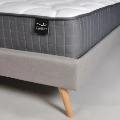 Lit FJORD 140x190 tissu + 1 sommier + 1 matelas CARLTON / Gris Clair><noscript><img width=