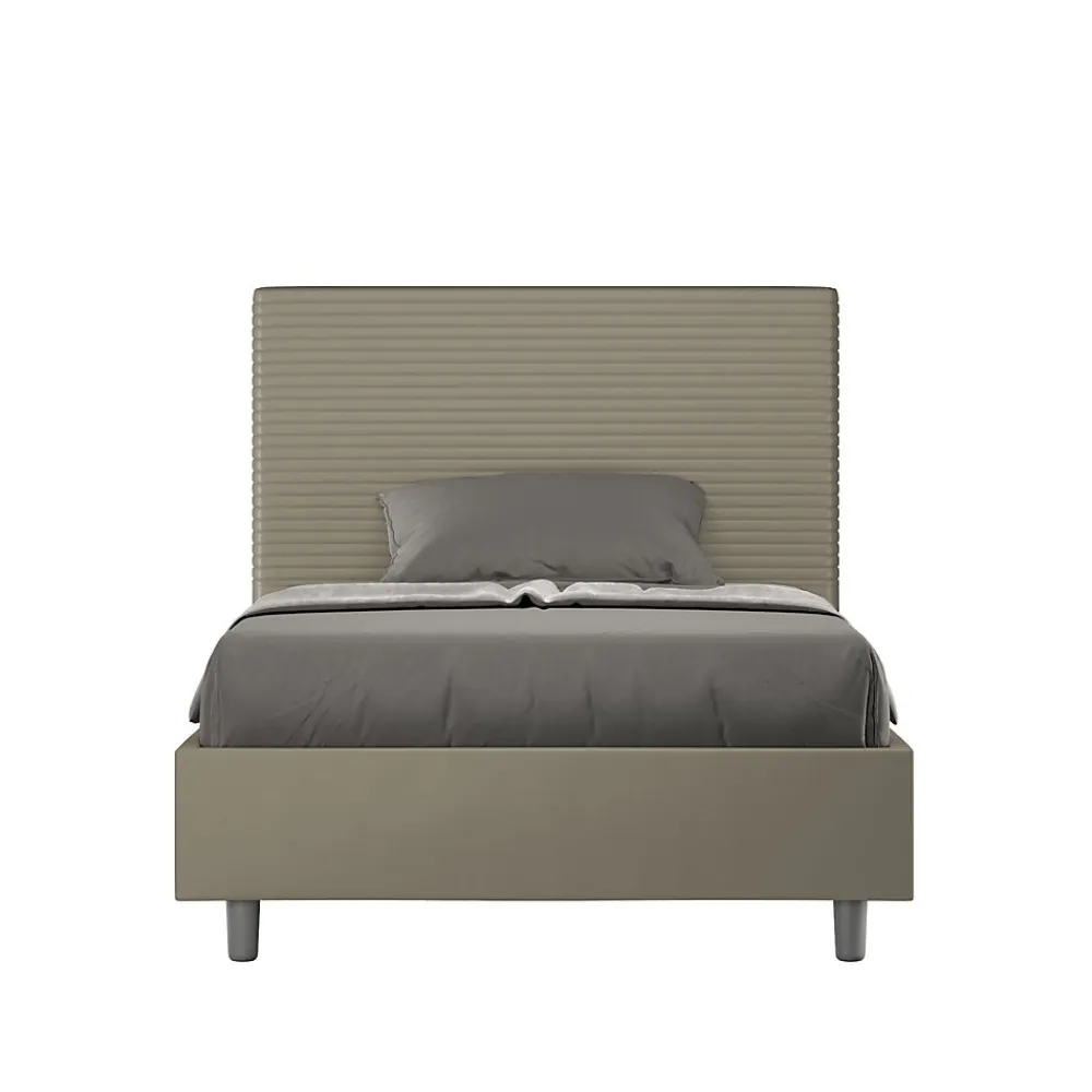 Lit Focus avec sommier rembourré 120x210 simili cuir cappuccino>Ityhome Online