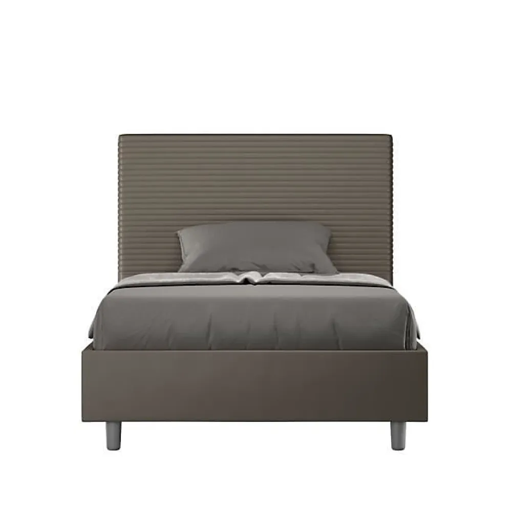 Lit Focus avec sommier rembourré 120x210 simili cuir cappuccino>Ityhome Online