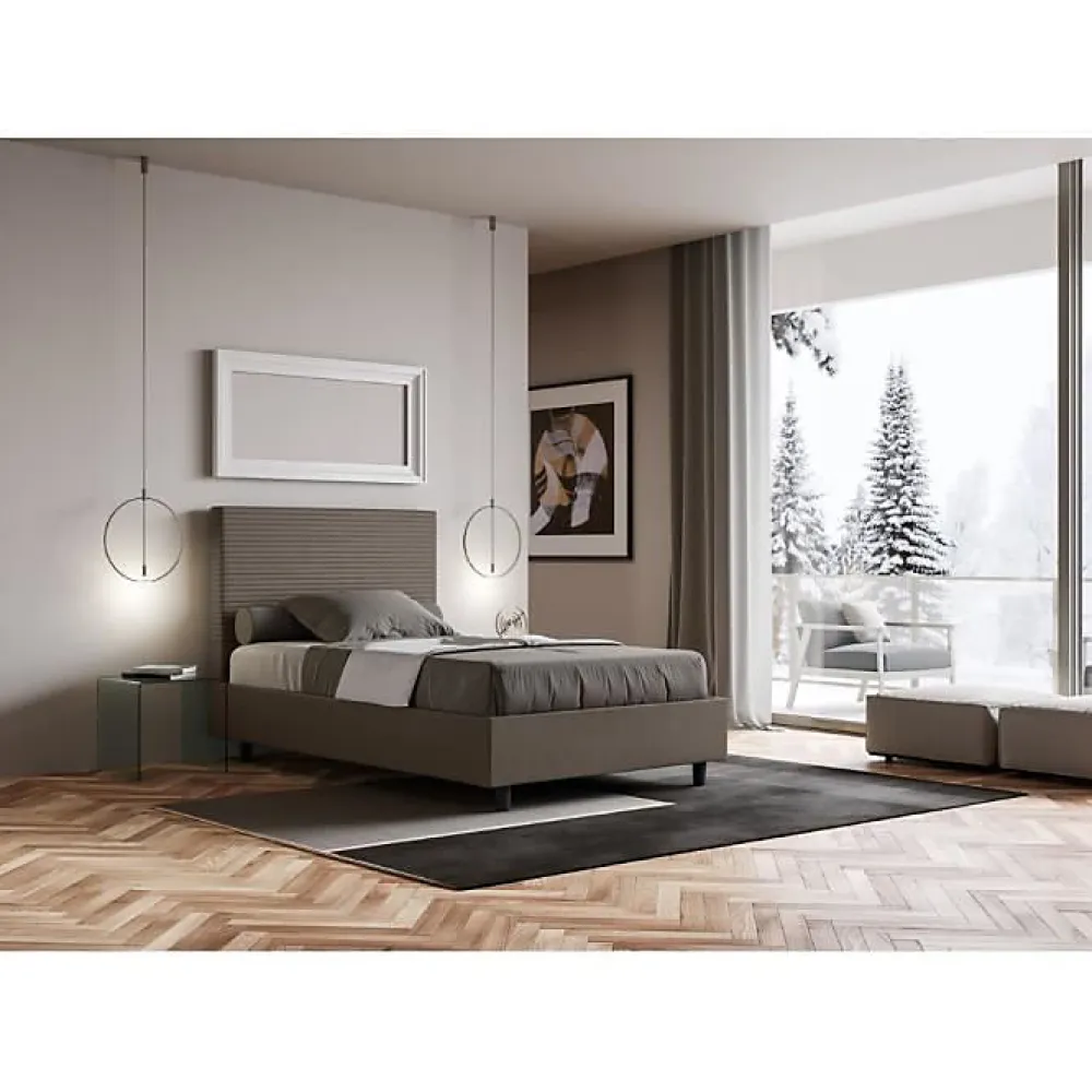 Lit Focus avec sommier rembourré 120x210 simili cuir cappuccino>Ityhome Online