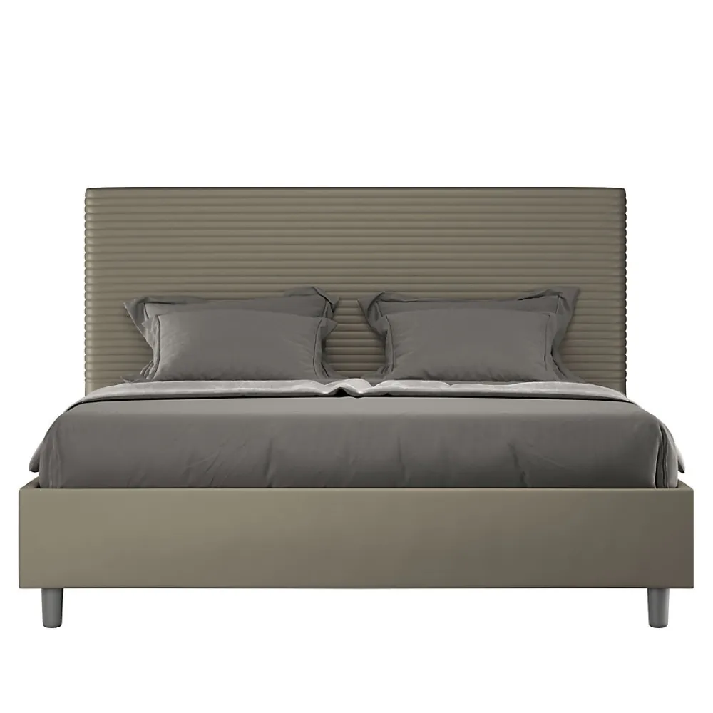 Lit Focus sans sommier rembourré 160x190 simili cuir cappuccino>Ityhome Online