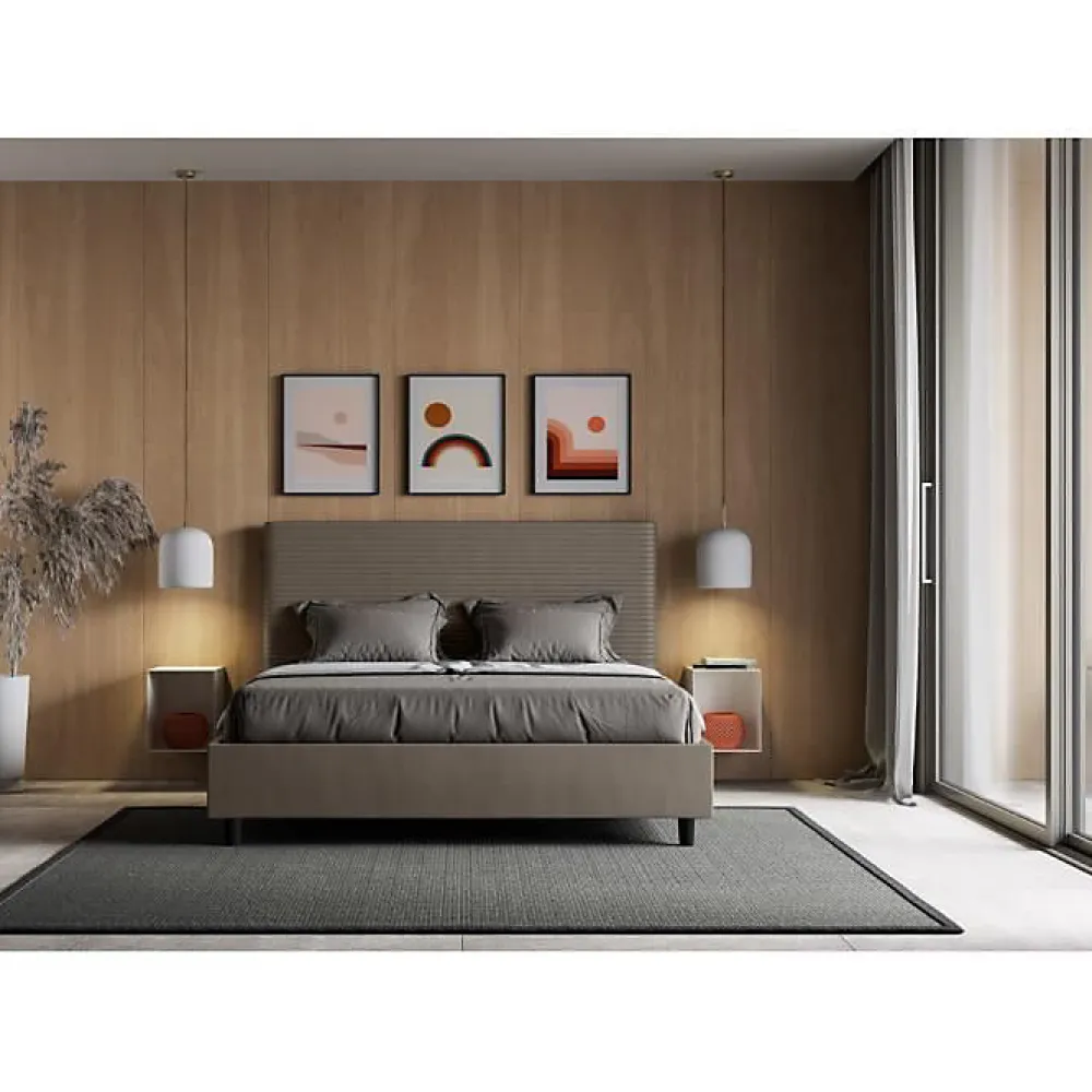 Lit Focus sans sommier rembourré 160x190 simili cuir cappuccino>Ityhome Online