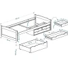 Idimex Lit fonctionnel en pin ANDREA, 90 x 200 cm, lasuré blanc rose* Lit Avec Rangement