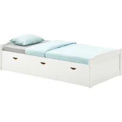 Lit fonctionnel MIA 90 x 190 cm, en pin massif lasuré blanc><noscript><img width=