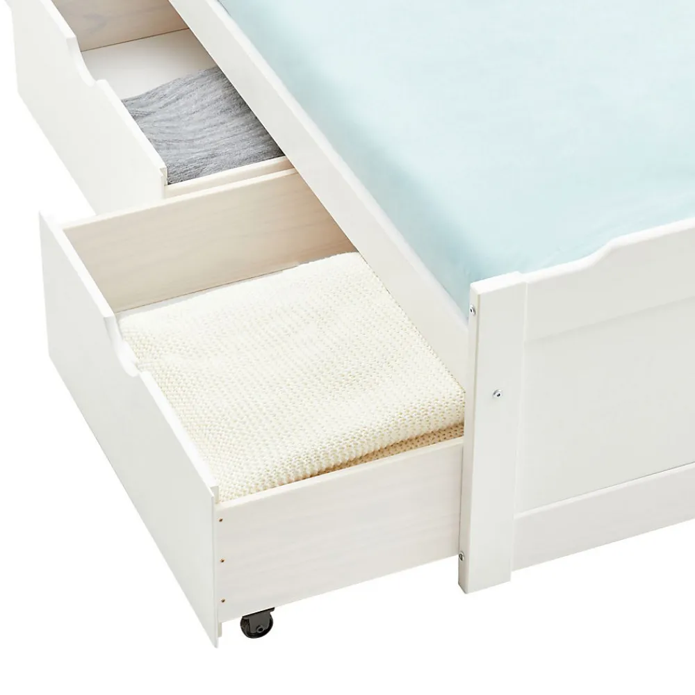Lit fonctionnel MIA 90 x 190 cm, en pin massif lasuré blanc>Idimex Discount