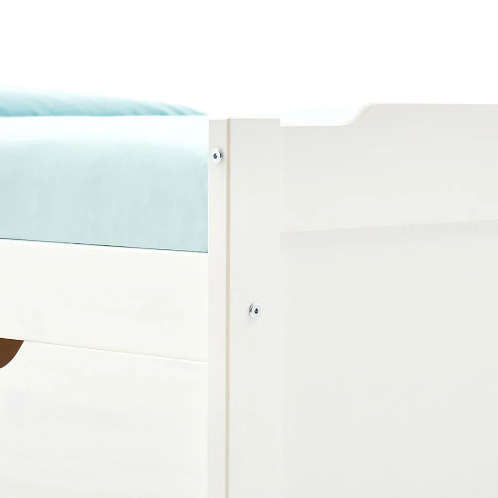 Lit fonctionnel MIA 90 x 190 cm, en pin massif lasuré blanc>Idimex Discount