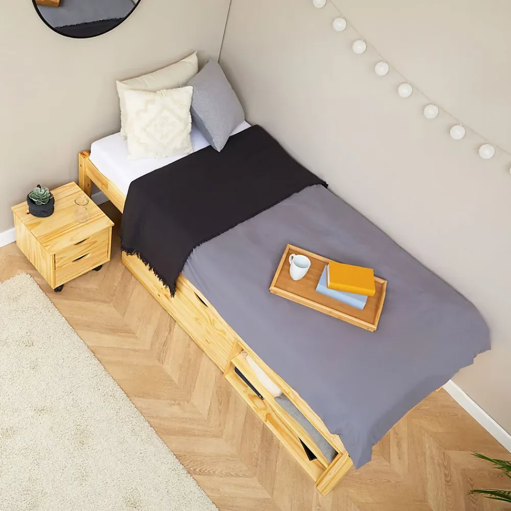 Idimex Lit fonctionnel SABRINA 90x190 cm, en pin massif naturel* Lit Avec Rangement