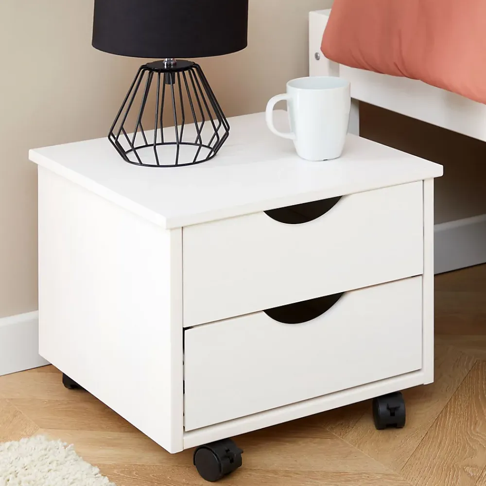 Idimex Lit fonctionnel SABRINA 90x190 cm, en pin massif lasuré blanc* Lit Avec Rangement