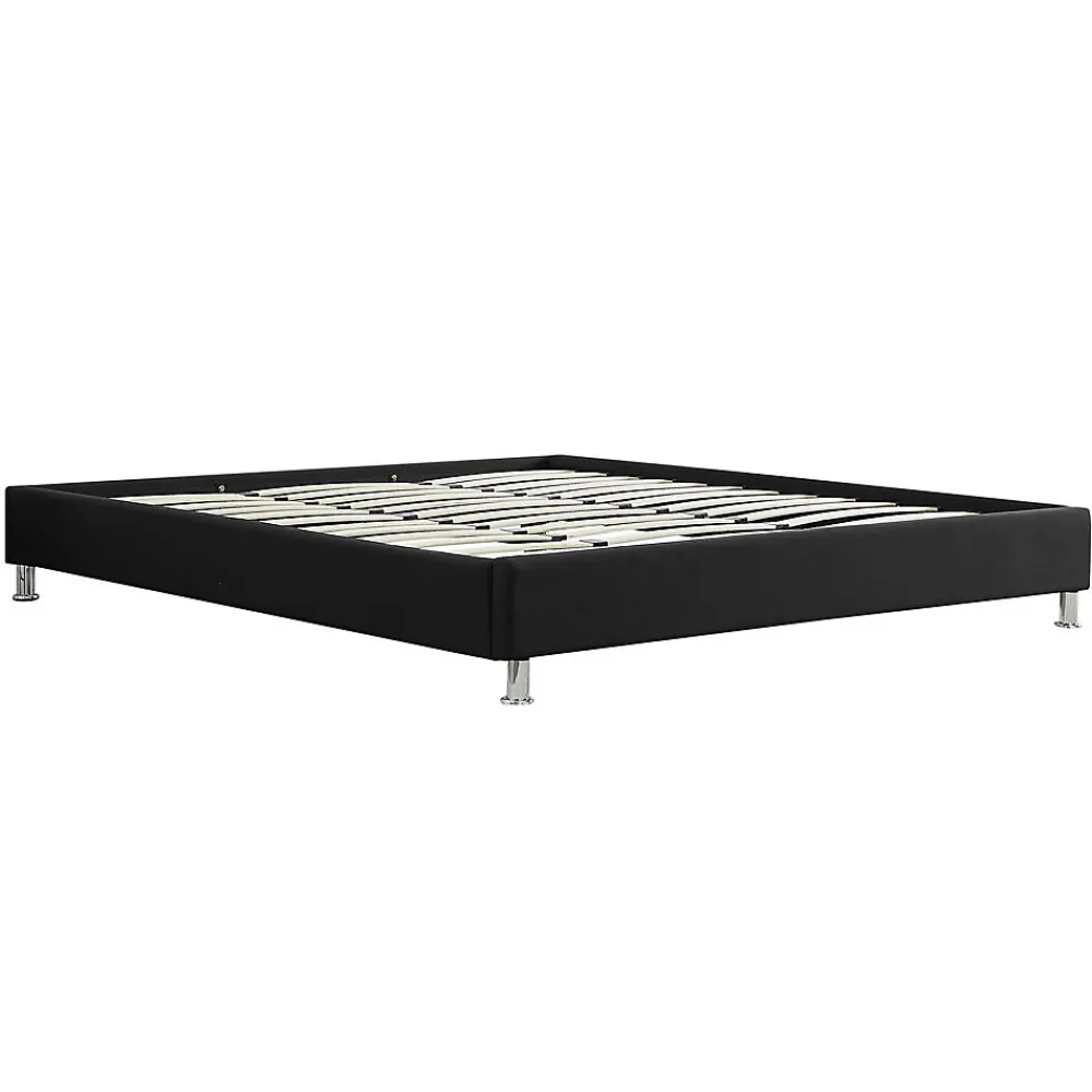 Lit futon double NIZZA, 180 x 200 cm, avec sommier, revêtement en tissu noir>Idimex Outlet