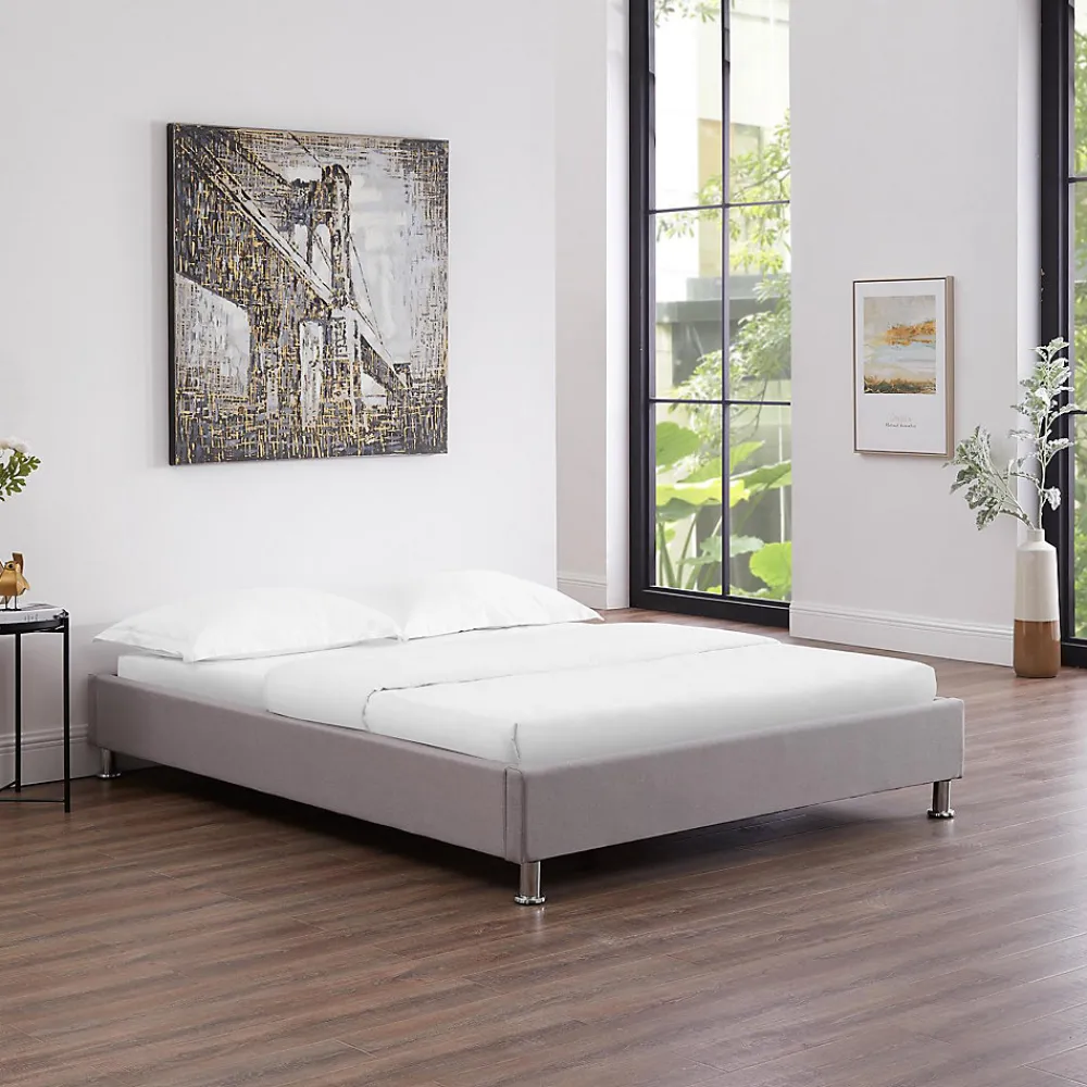 Lit futon double NIZZA, 140 x 190 cm, avec sommier, revêtement en tissu gris>Idimex Hot