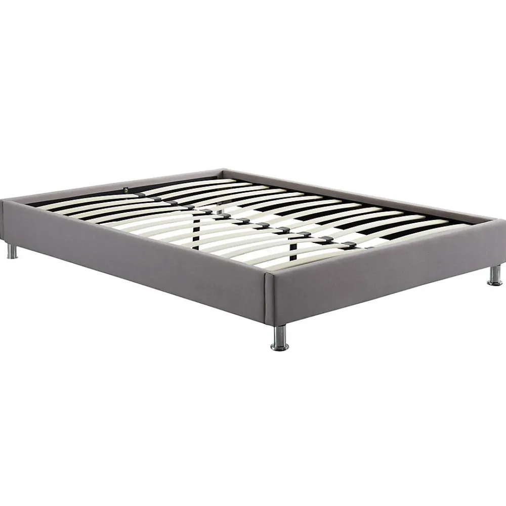 Lit futon double NIZZA, 140 x 190 cm, avec sommier, revêtement en tissu gris>Idimex Hot