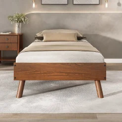 Lit futon KARRI 100 x 200 cm, en bois massif - Coloris châtaignier><noscript><img width=