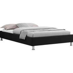 Idimex Lit futon simple NIZZA, 120 x 190 cm, avec sommier, revêtement en tissu noir* Lit Simple