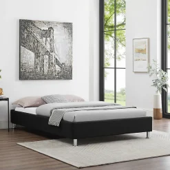 Idimex Lit futon simple NIZZA, 120 x 190 cm, avec sommier, revêtement en tissu noir* Lit Simple