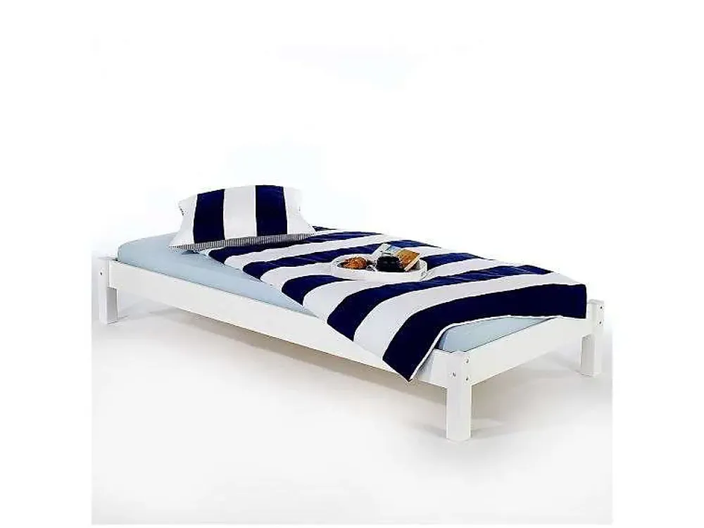 Idimex Lit futon TAIFUN, en pin massif, 90 x 200 cm, lasuré blanc* Lit Simple