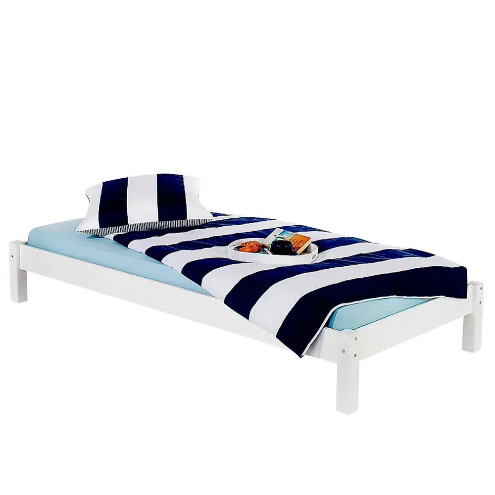 Idimex Lit futon TAIFUN, en pin massif, 90 x 200 cm, lasuré blanc* Lit Simple