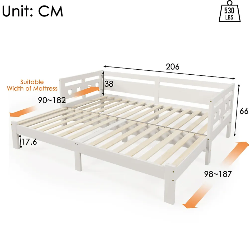 Lit gigogne 90 x 200 cm - Lit Banquette avec 2e Couchage - Pin Massif et MDF - Sans Matelas - Blanc>Generique Sale