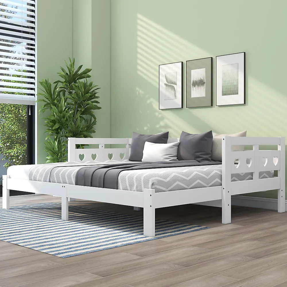 Lit gigogne 90 x 200 cm - Lit Banquette avec 2e Couchage - Pin Massif et MDF - Sans Matelas - Blanc>Generique Sale