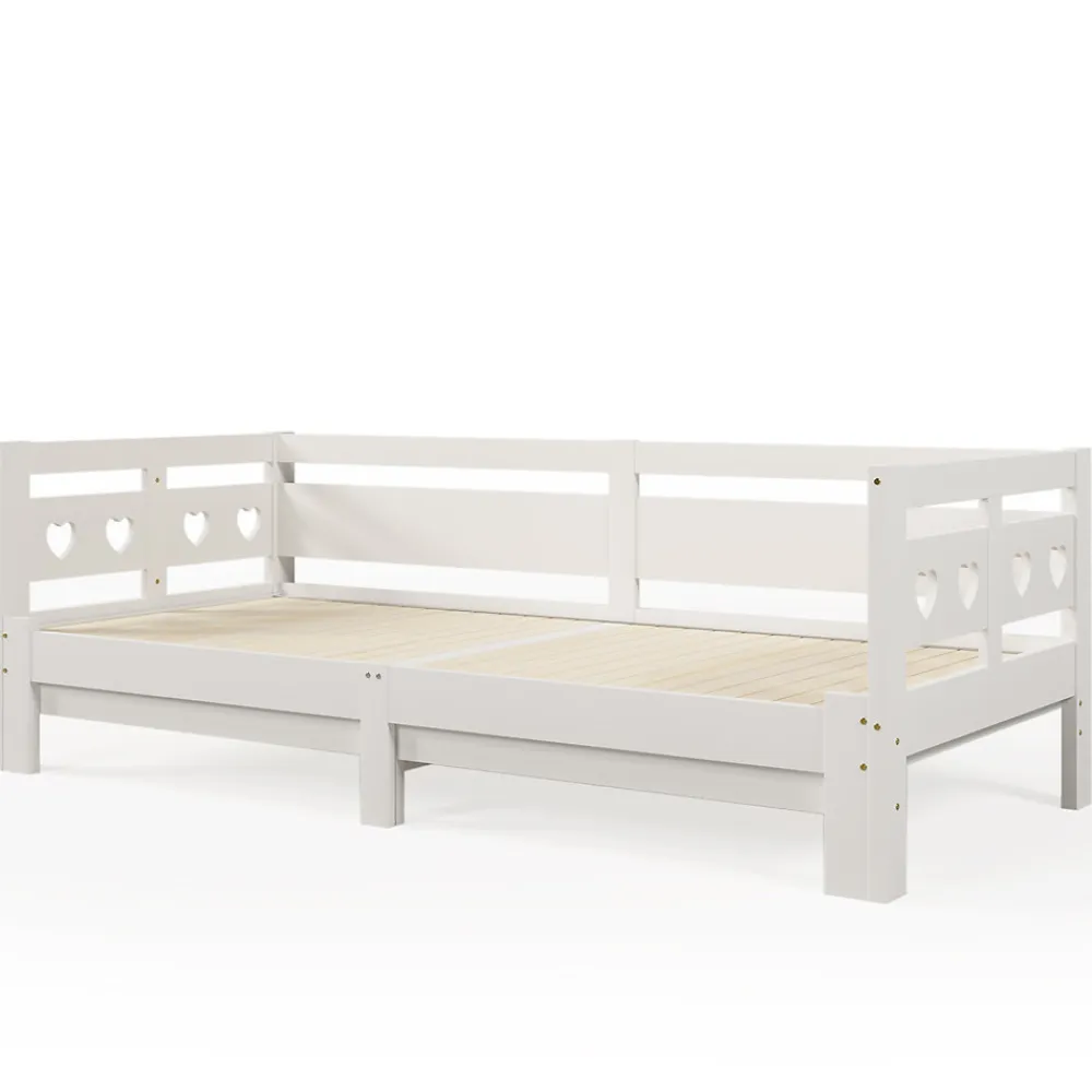 Lit gigogne 90 x 200 cm - Lit Banquette avec 2e Couchage - Pin Massif et MDF - Sans Matelas - Blanc>Generique Sale