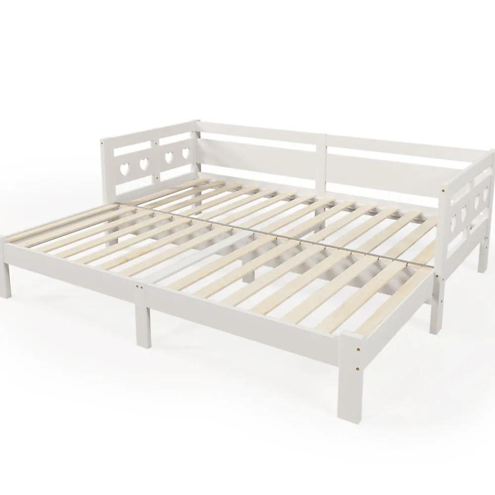 Lit gigogne 90 x 200 cm - Lit Banquette avec 2e Couchage - Pin Massif et MDF - Sans Matelas - Blanc>Generique Sale