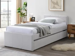 Vente-unique Lit gigogne 90 x 190 cm - Tissu - Beige - DORITALO*Enfant Lit Enfant
