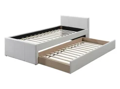 Vente-unique Lit gigogne 90 x 190 cm - Tissu - Beige - DORITALO*Enfant Lit Enfant